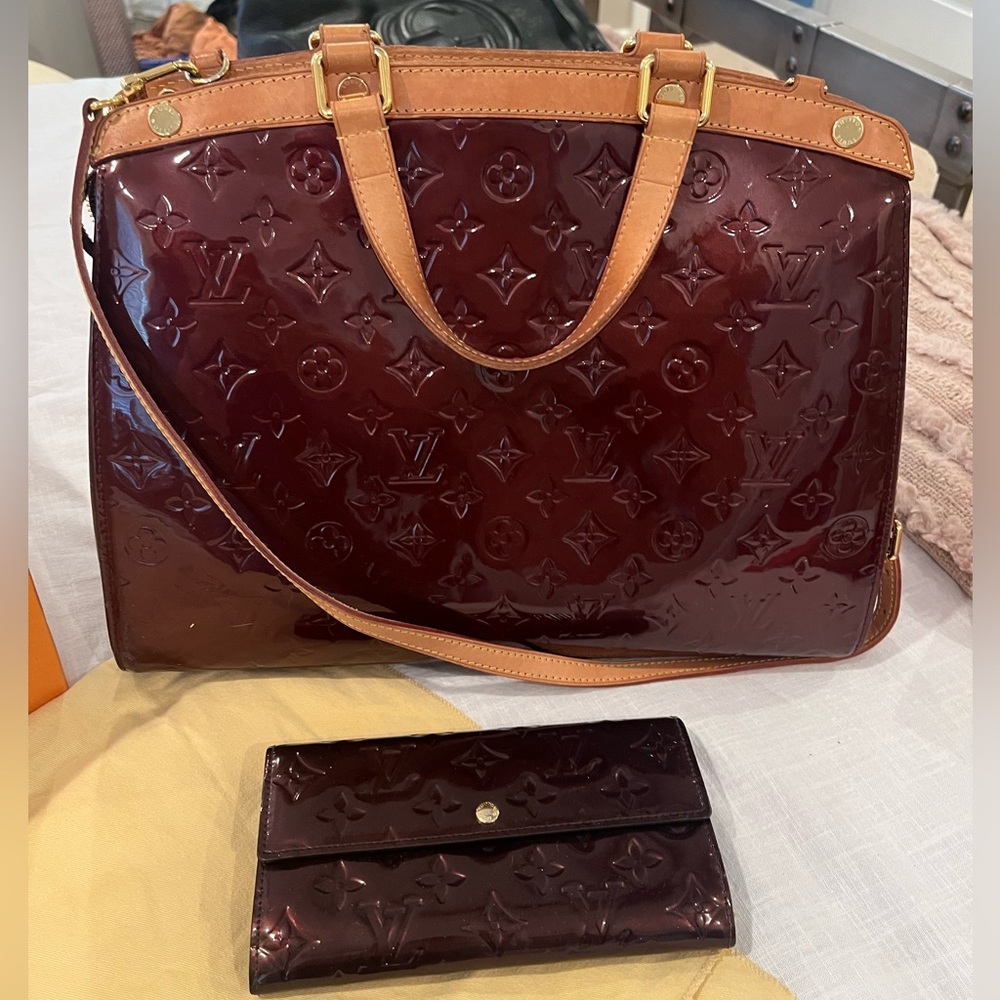 Louis Vuitton Monogram Vernis Brea MM Satchel & Matching Wallet Set